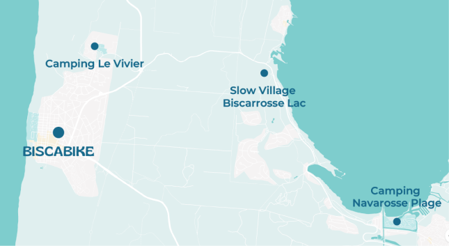 Lieux de location de v&eacute;lo &agrave; Biscarrosse, avec Biscabike